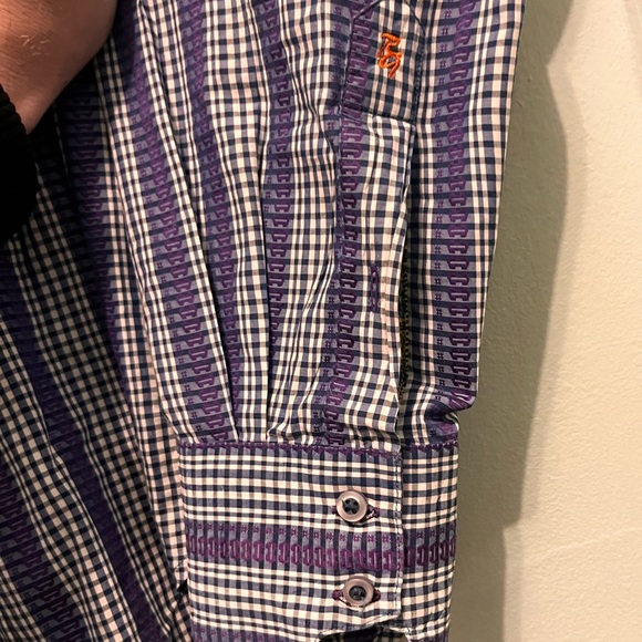 Robert Graham- Men’s XL -Purple & White -100% Cotton- Art Print Button-up Shirt - Picture 7 of 13